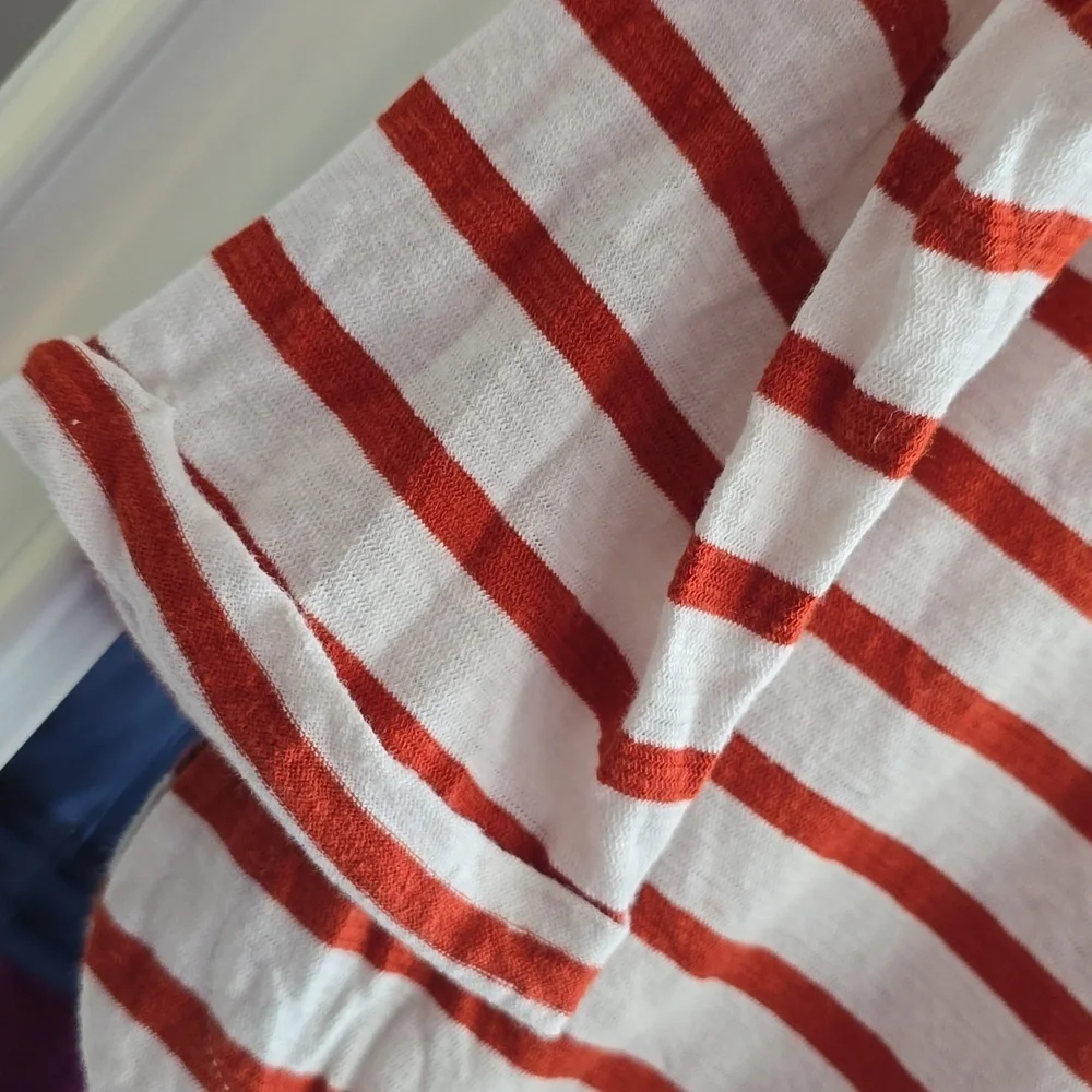 MADEWELL-Rust and White Striped Long  Sleeve Shirt - Picture 5 of 10